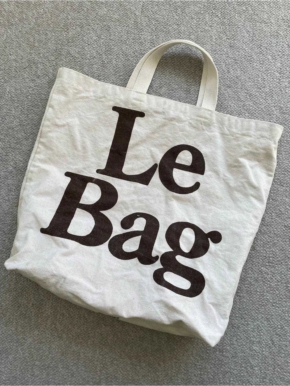 Vintage 80s Le Bag Cream Canvas Tote Bag, Cotton Canvas